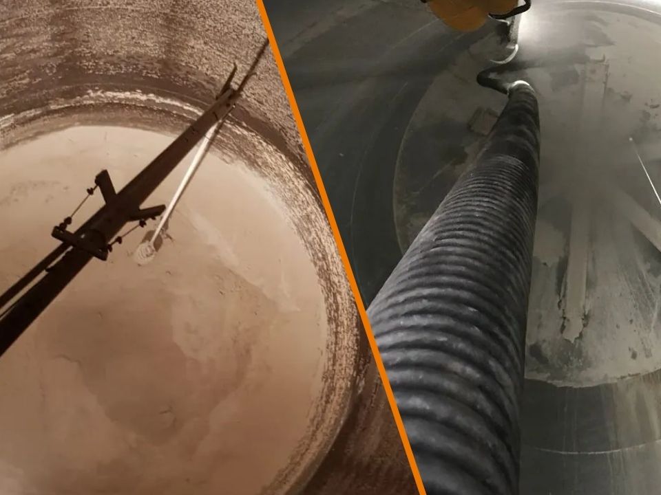 Before and after shots of an NQIS silo clean