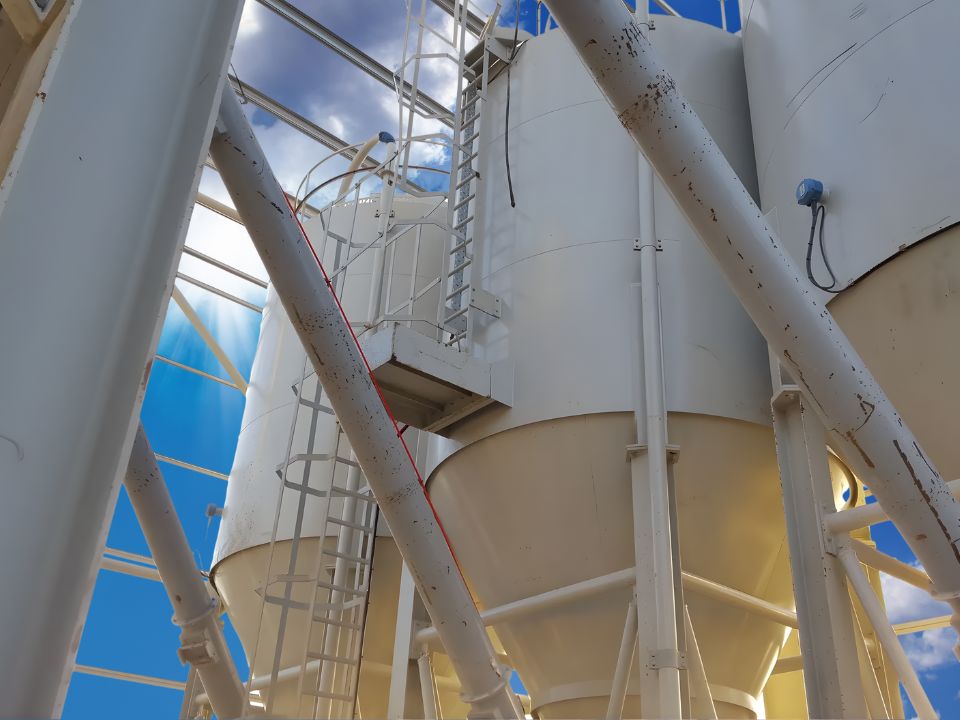 Silos pictured on a summer day