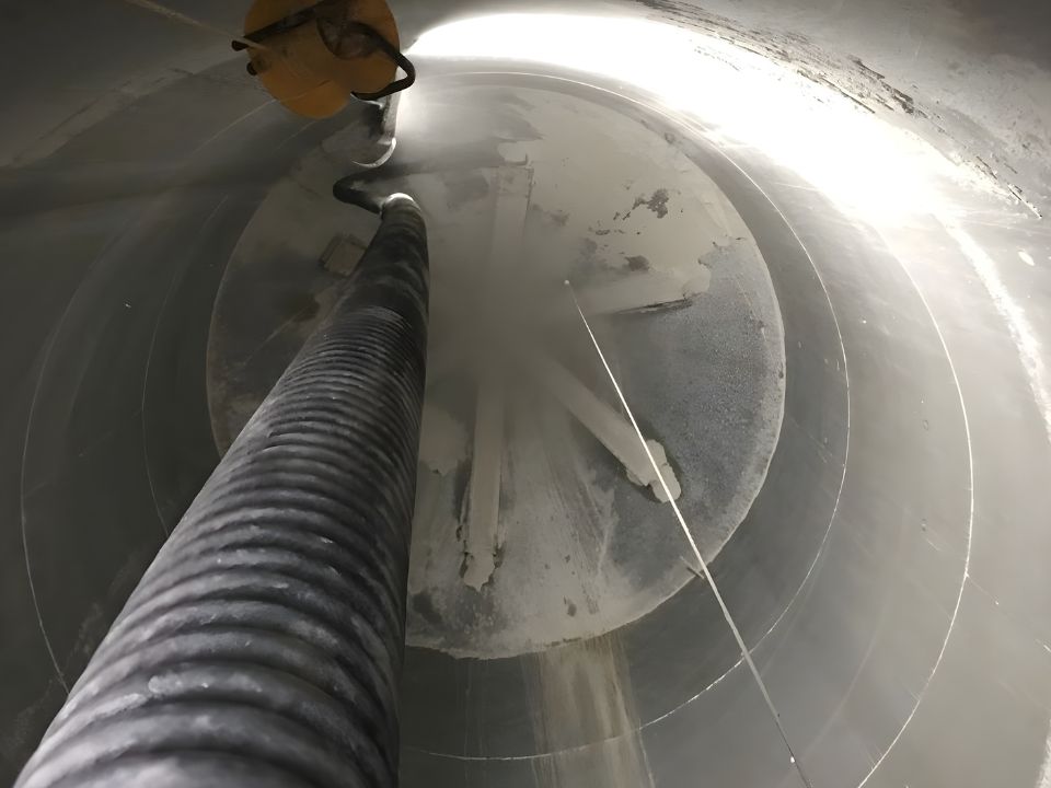 Silo cleaning using a DISAB vacuum tanker