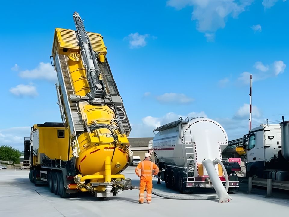 Transferring debris from an NQIS DISAB to another tanker