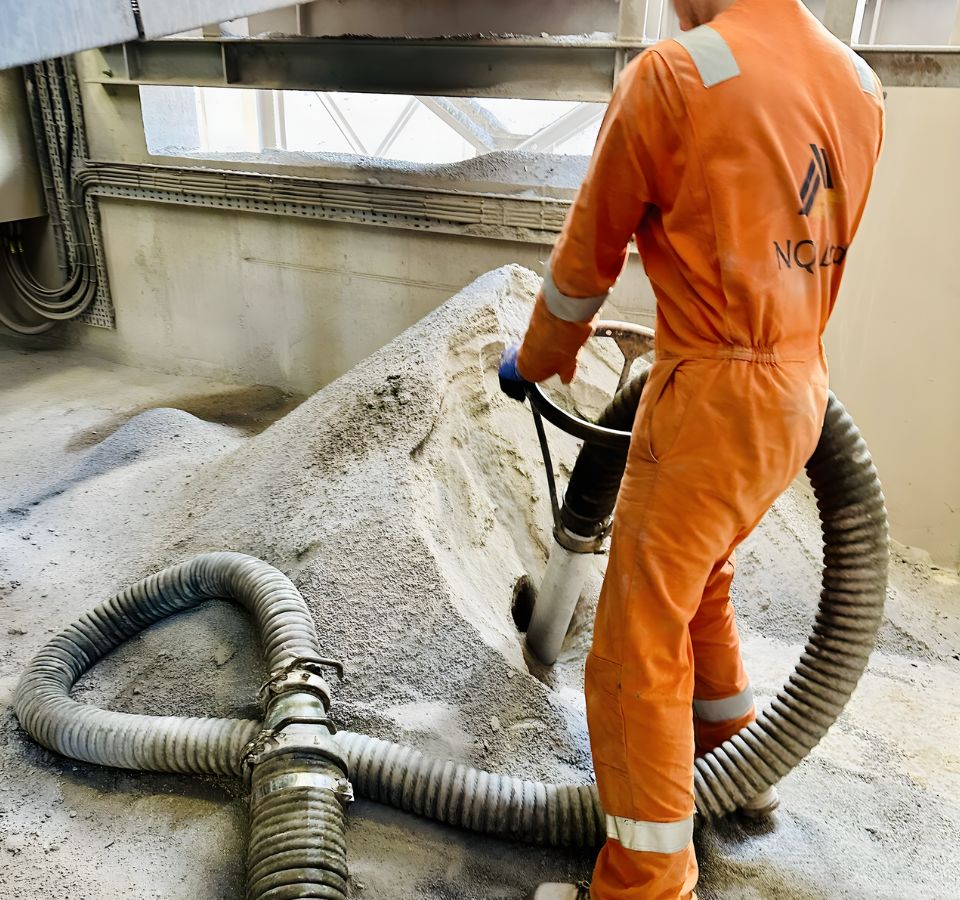 An NQIS team member dealing with an industrial spillage